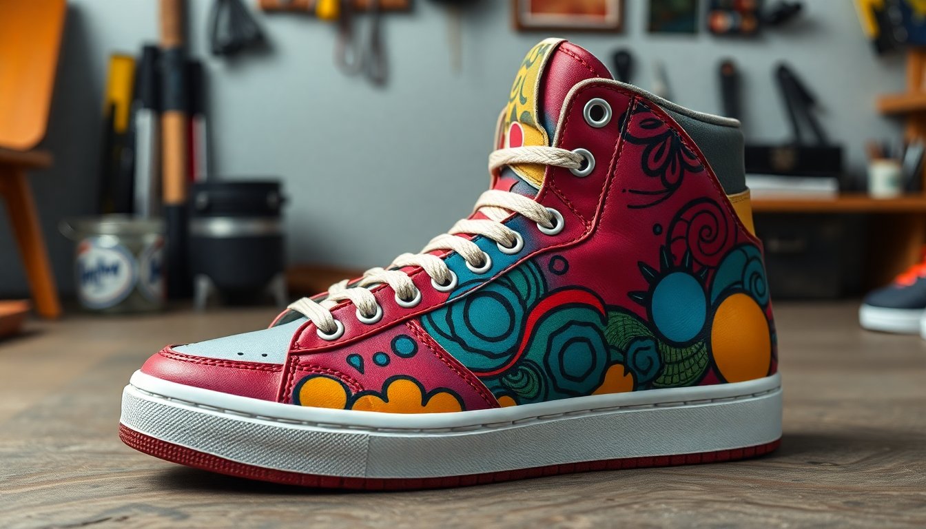 Alev desenli boyanmış özel tasarım sneaker