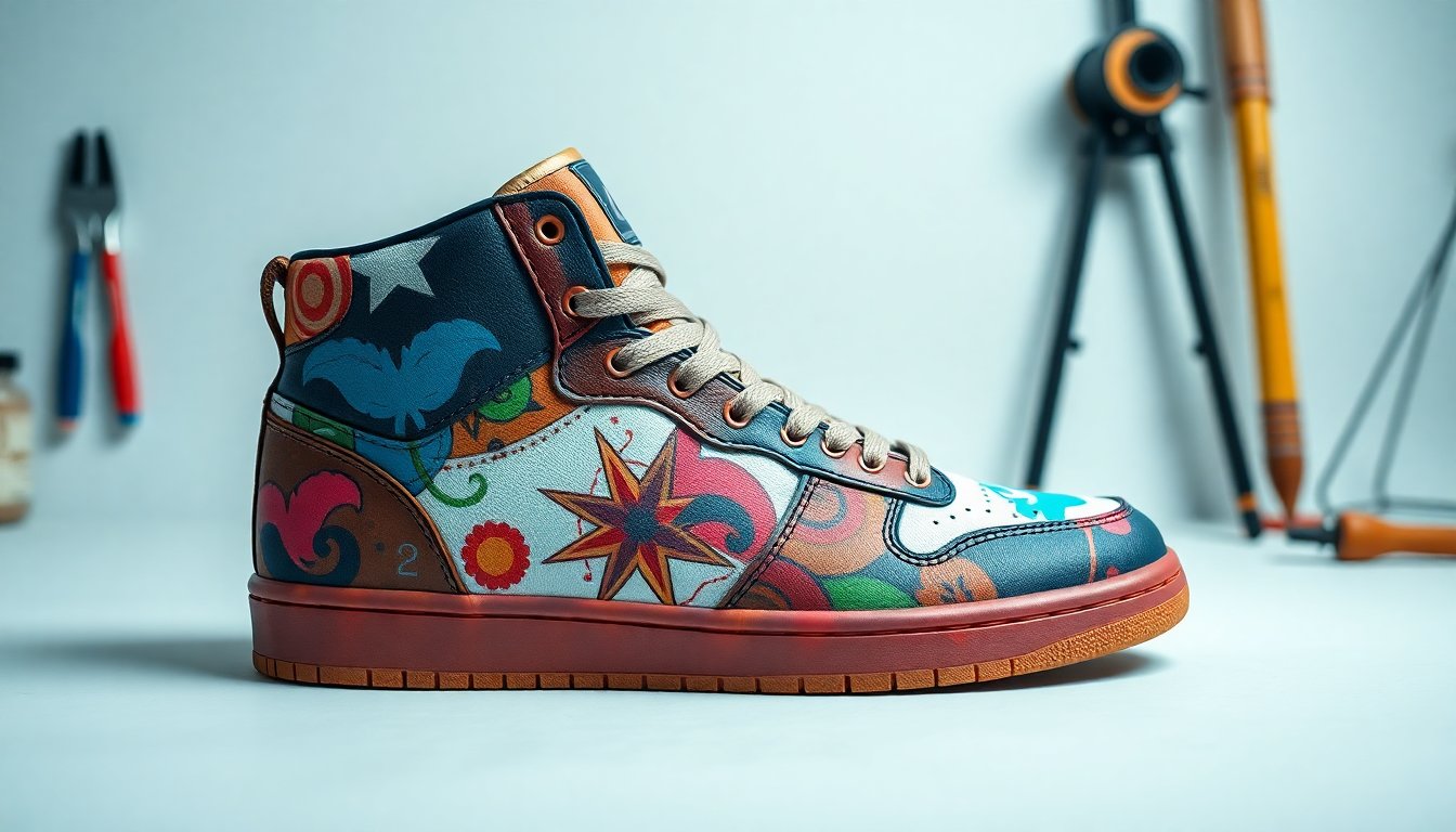 Kişiye özel tasarlanmış renkli bir sneaker ayakkabı