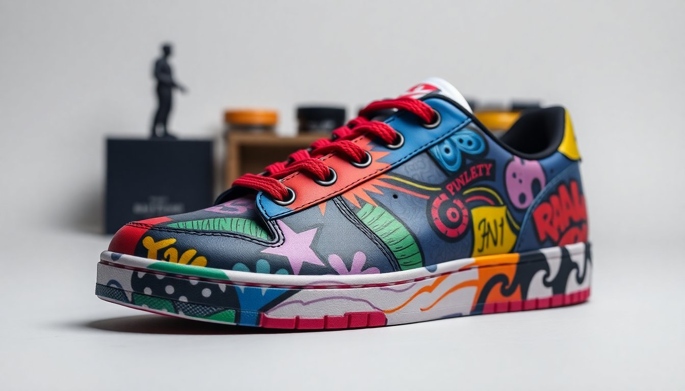 Siyah üzerine beyaz yazılı özel tasarım sneaker