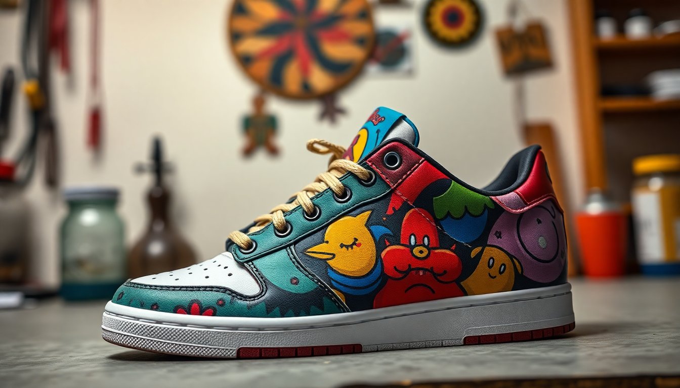 Sarı ve siyah desenli özel tasarım sneaker
