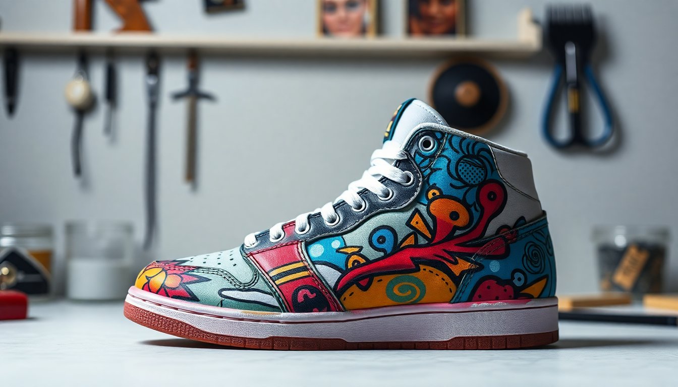 Çok renkli boya sıçratılmış özel tasarım sneaker