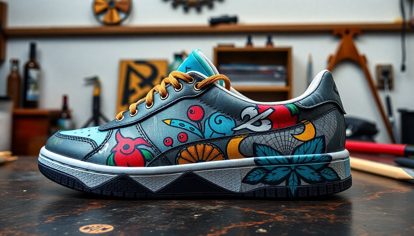Kırmızı alev desenli özel tasarım sneaker